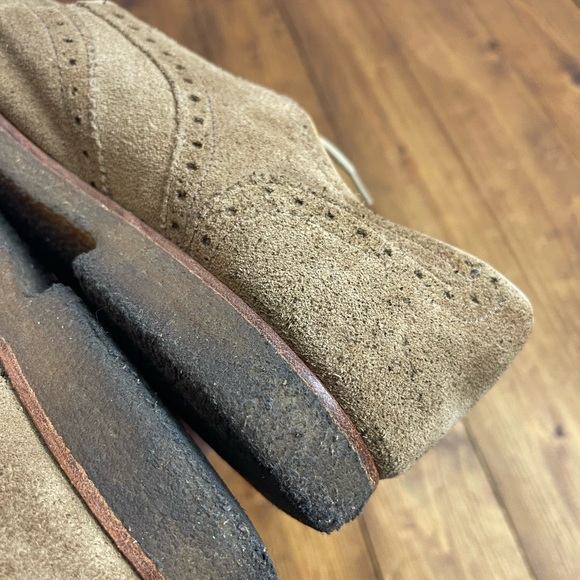 Peter Millar suede tan wingtip Oxford shoes gum soles Mens size 11 - Picture 7 of 10